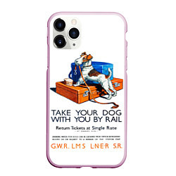 Чехол iPhone 11 Pro матовый Возьми собаку в поезд, цвет: 3D-розовый