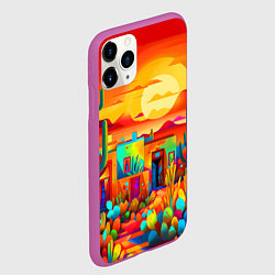 Чехол iPhone 11 Pro матовый Мексиканский янтарный закат в пустыне, цвет: 3D-фиолетовый — фото 2