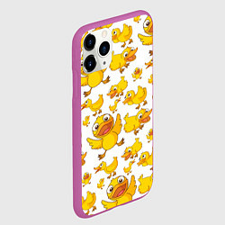 Чехол iPhone 11 Pro матовый Yellow ducklings, цвет: 3D-фиолетовый — фото 2