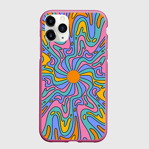 Чехол iPhone 11 Pro матовый Абстрактный психоделический рисунок / 3D-Малиновый – фото 1