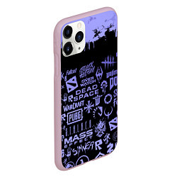 Чехол iPhone 11 Pro матовый Games pattern, цвет: 3D-розовый — фото 2