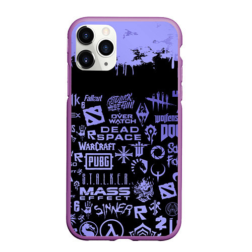 Чехол iPhone 11 Pro матовый Games pattern / 3D-Фиолетовый – фото 1