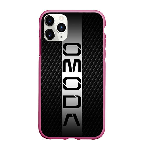 Чехол iPhone 11 Pro матовый Omoda carbone / 3D-Малиновый – фото 1