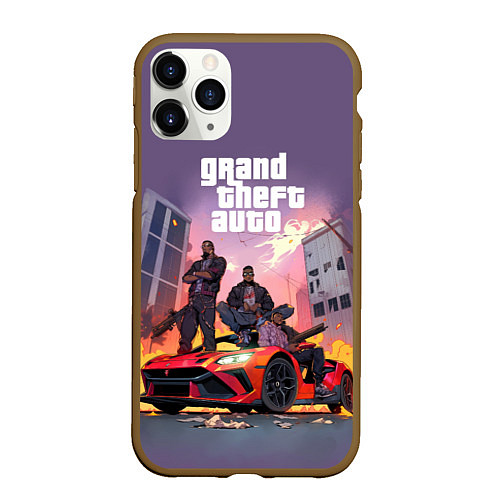 Чехол iPhone 11 Pro матовый Grand Theft Auto - game / 3D-Коричневый – фото 1