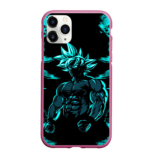 Чехол iPhone 11 Pro матовый Goku - Dragon ball / 3D-Малиновый – фото 1