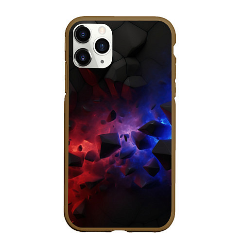 Чехол iPhone 11 Pro матовый Синие и красные абстрактные элементы / 3D-Коричневый – фото 1
