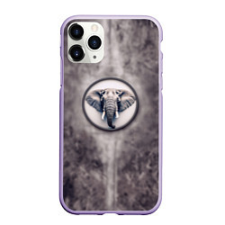 Чехол iPhone 11 Pro матовый Слон с хоботом, цвет: 3D-светло-сиреневый