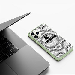 Чехол iPhone 11 Pro матовый Parkour черно белый абстрактный узор, цвет: 3D-салатовый — фото 2