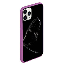 Чехол iPhone 11 Pro матовый Хищник на черном фоне, цвет: 3D-фиолетовый — фото 2