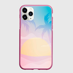Чехол iPhone 11 Pro матовый Градиентовый летний пейзаж, цвет: 3D-малиновый