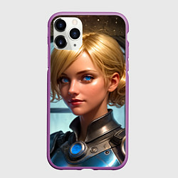 Чехол iPhone 11 Pro матовый Девушка блондинка в латах