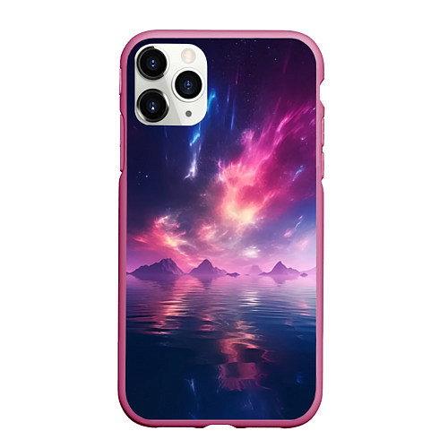 Чехол iPhone 11 Pro матовый Space and islands / 3D-Малиновый – фото 1