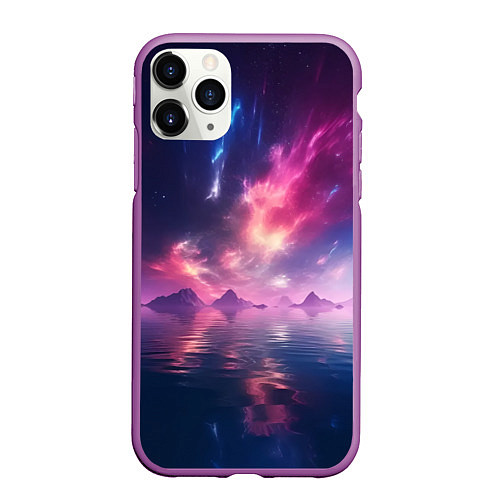 Чехол iPhone 11 Pro матовый Space and islands / 3D-Фиолетовый – фото 1