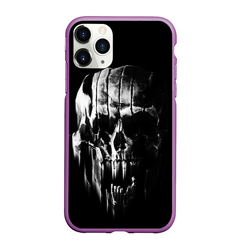 Чехол iPhone 11 Pro матовый Brutal skull / 3D-Фиолетовый – фото 1