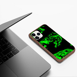 Чехол iPhone 11 Pro матовый Зеленый светящийся дым, цвет: 3D-коричневый — фото 2