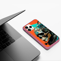 Чехол iPhone 11 Pro матовый Art skull - irezumi - Japan, цвет: 3D-малиновый — фото 2