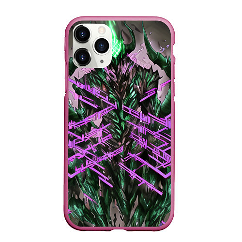 Чехол iPhone 11 Pro матовый Фиолетовый элементаль киберпанк / 3D-Малиновый – фото 1