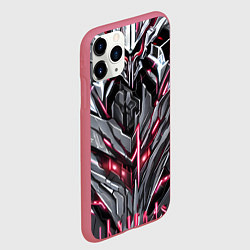 Чехол iPhone 11 Pro матовый Красная кибер броня, цвет: 3D-малиновый — фото 2
