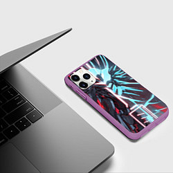Чехол iPhone 11 Pro матовый Киберпанк энерго сердце, цвет: 3D-фиолетовый — фото 2