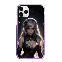 Чехол iPhone 11 Pro матовый Девушка и лепестки роз