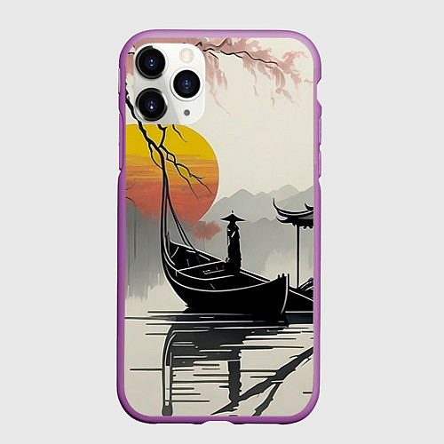 Чехол iPhone 11 Pro матовый Красота Японии / 3D-Фиолетовый – фото 1