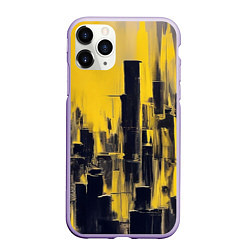 Чехол iPhone 11 Pro матовый Большой нарисованный город, цвет: 3D-светло-сиреневый