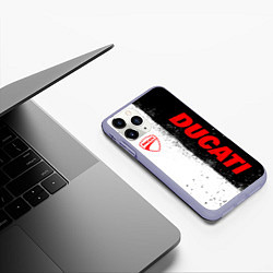Чехол iPhone 11 Pro матовый Ducati - двоичный, цвет: 3D-светло-сиреневый — фото 2