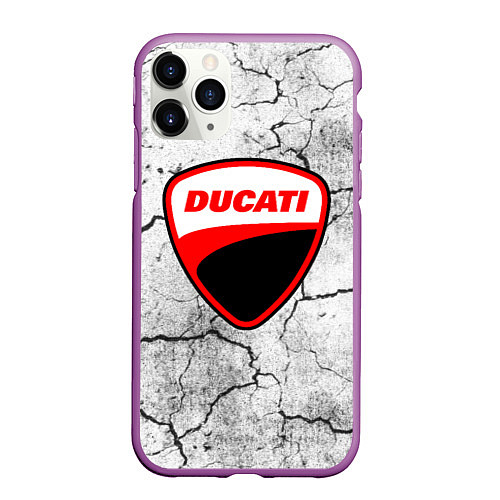 Чехол iPhone 11 Pro матовый Ducati - потресканная земля / 3D-Фиолетовый – фото 1