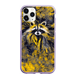 Чехол iPhone 11 Pro матовый Абстрактный желтый енот в стиле арт