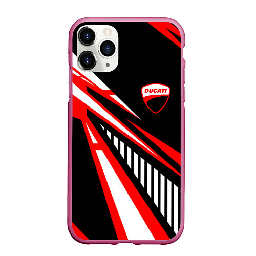 Чехол iPhone 11 Pro матовый Ducati- красные абстрактные фигуры / 3D-Малиновый – фото 1