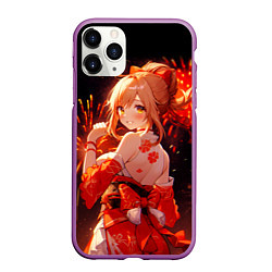 Чехол iPhone 11 Pro матовый Ёимия - фейервеки, цвет: 3D-фиолетовый