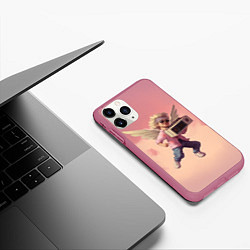 Чехол iPhone 11 Pro матовый Ангел с бумбоксом, цвет: 3D-малиновый — фото 2