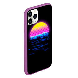Чехол iPhone 11 Pro матовый Неоновый закат - гранж, цвет: 3D-фиолетовый — фото 2