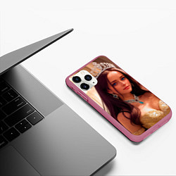 Чехол iPhone 11 Pro матовый Девушка принцесса в алмазных украшениях, цвет: 3D-малиновый — фото 2