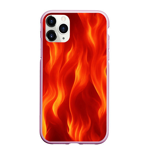 Чехол iPhone 11 Pro матовый Огонь рыжий / 3D-Розовый – фото 1