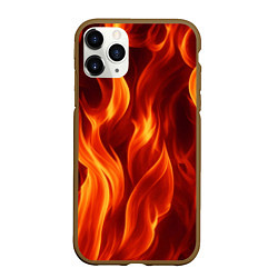 Чехол iPhone 11 Pro матовый Костёр на чёрном фоне, цвет: 3D-коричневый