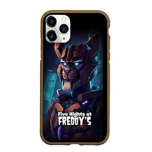 Чехол iPhone 11 Pro матовый Five Nights at Freddys Bonnie cyberpunk / 3D-Коричневый – фото 1