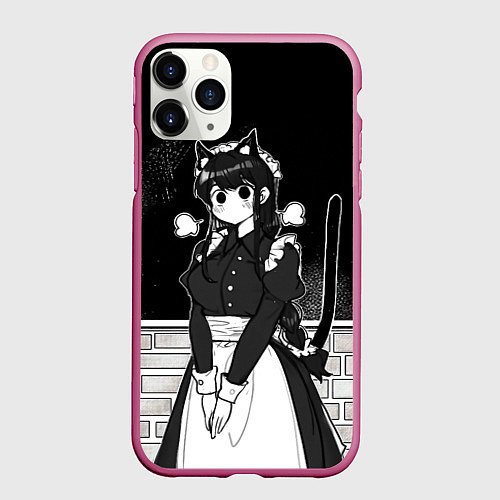 Чехол iPhone 11 Pro матовый Коми сан у школьной доски / 3D-Малиновый – фото 1