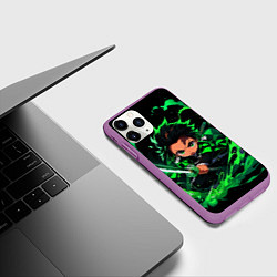 Чехол iPhone 11 Pro матовый Танджиро Комадо - чибби арт, цвет: 3D-фиолетовый — фото 2