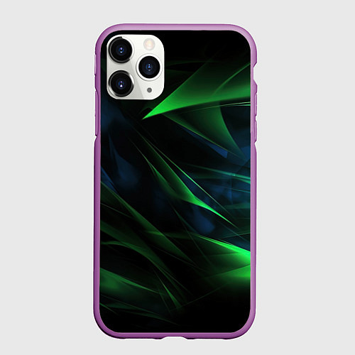 Чехол iPhone 11 Pro матовый Dark green background / 3D-Фиолетовый – фото 1