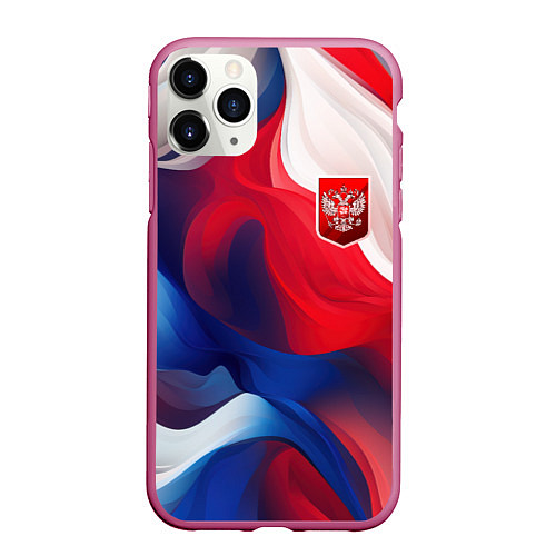 Чехол iPhone 11 Pro матовый Красный герб России / 3D-Малиновый – фото 1