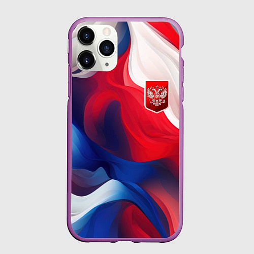 Чехол iPhone 11 Pro матовый Красный герб России / 3D-Фиолетовый – фото 1