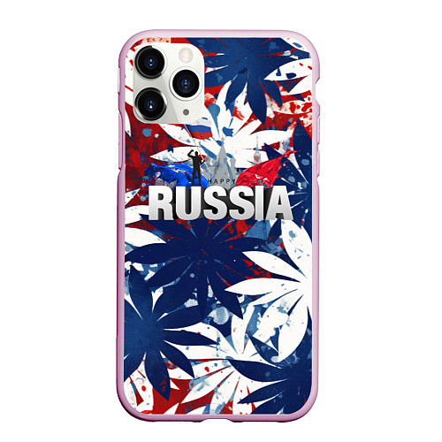 Чехол iPhone 11 Pro матовый Russia лепестки / 3D-Розовый – фото 1