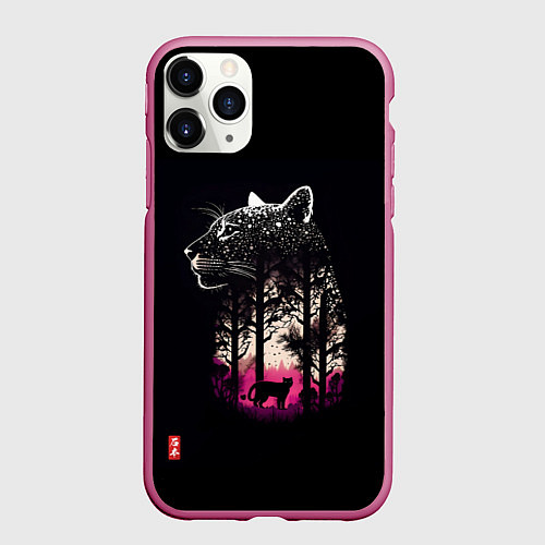 Чехол iPhone 11 Pro матовый Природная благодать - Пума / 3D-Малиновый – фото 1