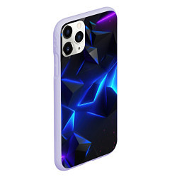 Чехол iPhone 11 Pro матовый Blue dark neon, цвет: 3D-светло-сиреневый — фото 2