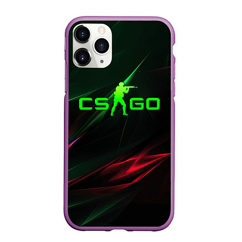 Чехол iPhone 11 Pro матовый CSGO green logo / 3D-Фиолетовый – фото 1