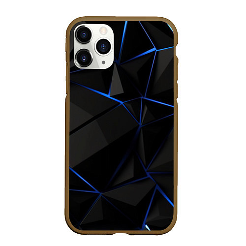 Чехол iPhone 11 Pro матовый Black blue style / 3D-Коричневый – фото 1