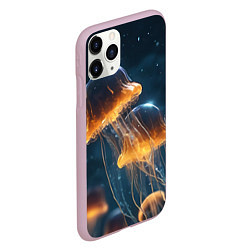 Чехол iPhone 11 Pro матовый Люминисцентные медузы, цвет: 3D-розовый — фото 2