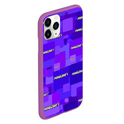 Чехол iPhone 11 Pro матовый Minecraft pattern logo, цвет: 3D-фиолетовый — фото 2