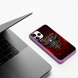 Чехол iPhone 11 Pro матовый Baldurs Gate 3 logo red, цвет: 3D-фиолетовый — фото 2